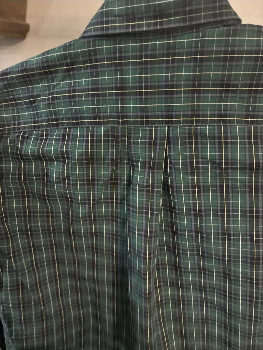 Ralph Lauren Green and Navy Plaid Button-Down Shirt- size medium (10-12Y)